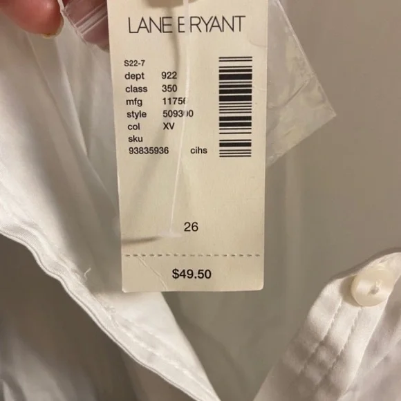 Lane Bryant White Button-Front Shirt with Brown and Gold Paisley Bustier Sz 26 - Picture 5 of 5